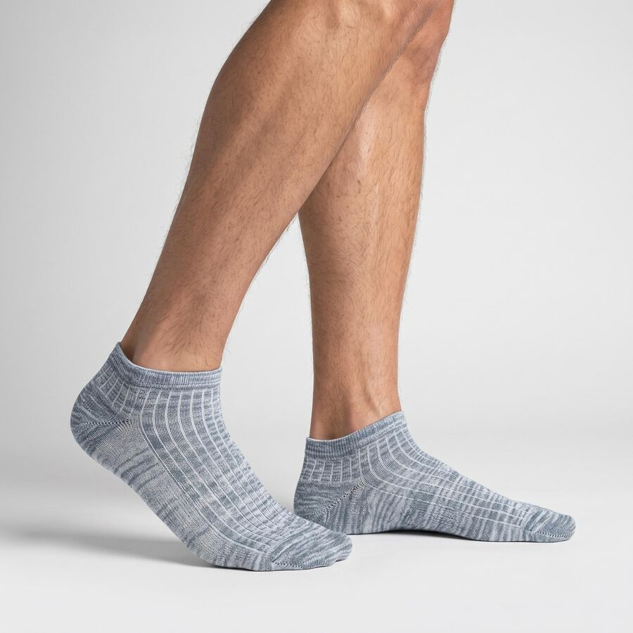 Men's Ankle Length Textured Knit Pack of 3 Socks ( Charcoal, Grey, Blue ), Dark Grey, large