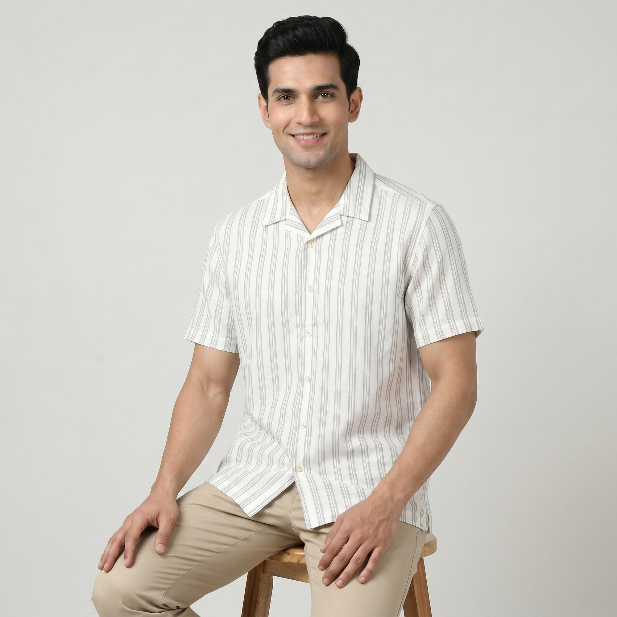 トップス Andrew Driftwood Shirts Driftwood Men's White Cotton Camp Collar Casual Shirt | Vishal