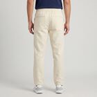 Men's Ecru Melange Slim Fit Drawstring Casual Trousers, Ecru Melange, small