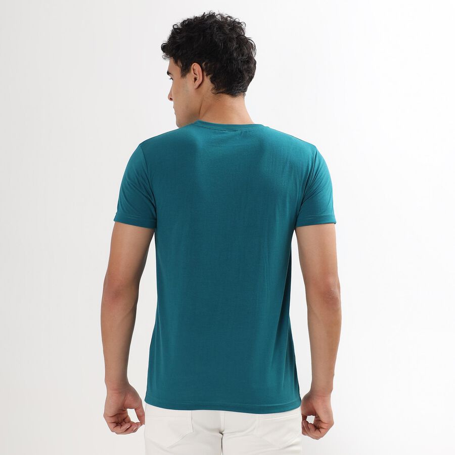 Men's Round Neck Half Sleeves T-Shirt , Teal Blue, large image number null