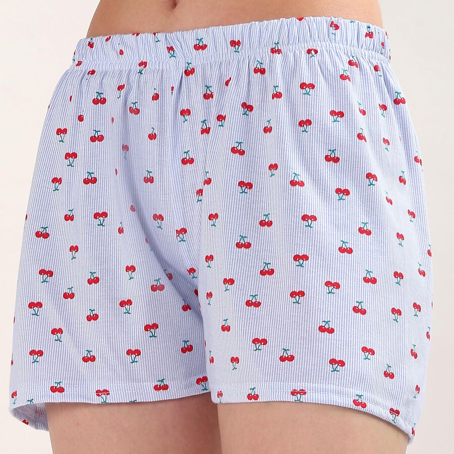 Women's Navy Blue Regular Fit Polka Dot Drawstring Shorts, हल्का नीला, large