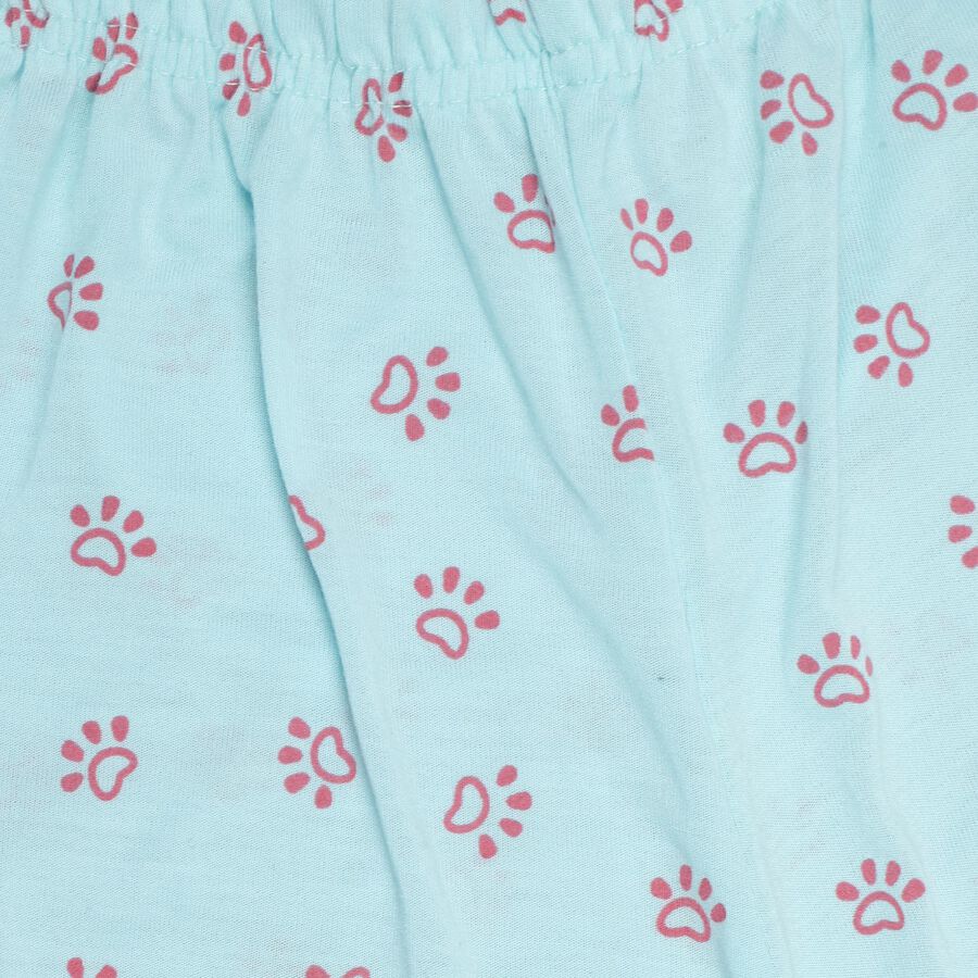 Girls' Light Aqua Blue Regular Fit Printed Pull-Up Capri, Aqua, large image number null