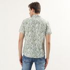Men's Light Green Cotton Half Sleeve Spread Collar Casual Shirt, Light Green, small