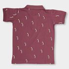 Boys' Deep Maroon Cotton Polo Neck Half Sleeve T-Shirt, Pink, small image number null