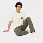 Men's White Round Neck Regular T-Shirt, White, small