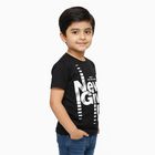 Boys Jet Black Round Neck Casual T-Shirt, काला, small image number null