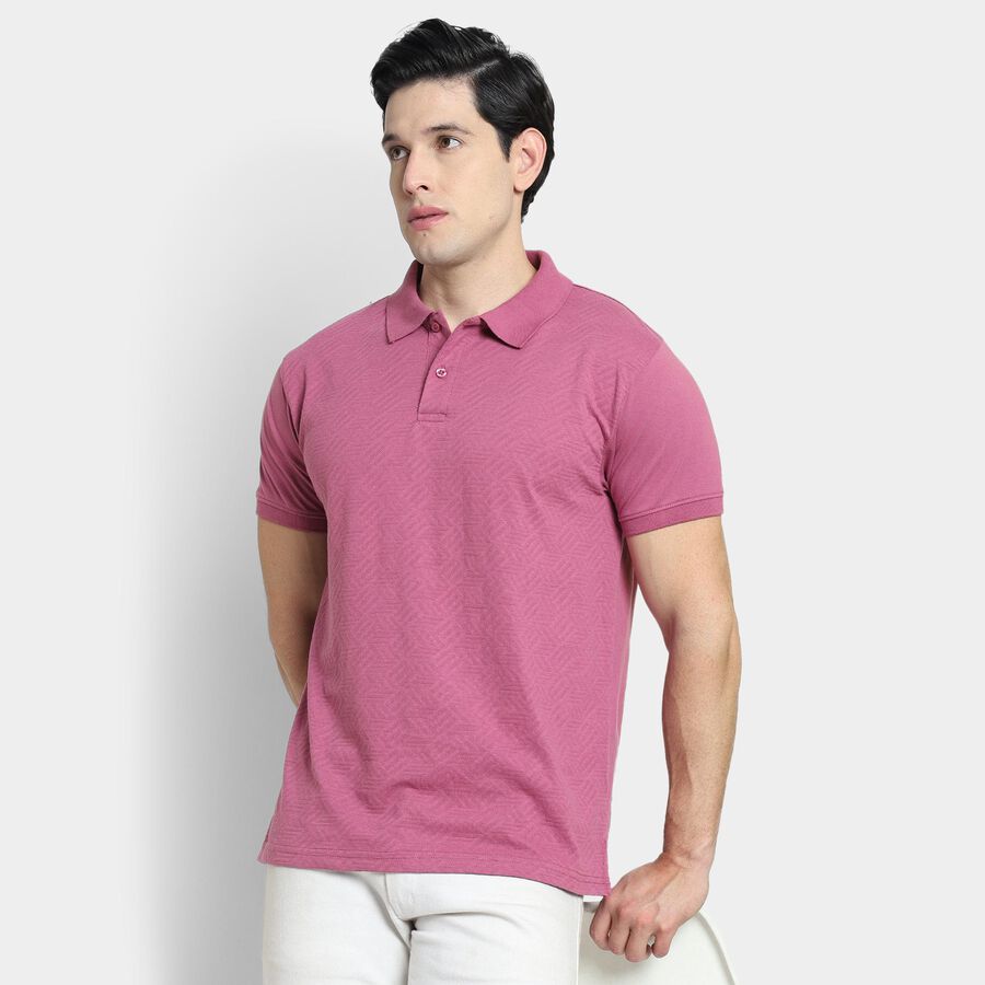 Men's Collared Half Sleeves T-Shirt , Light Pink, large image number null