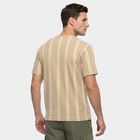Men's Beige Round Neck Regular T-Shirt, Beige, small