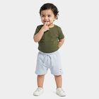 Infants' Light Blue Regular Fit Printed Half Pant, Light Blue, small