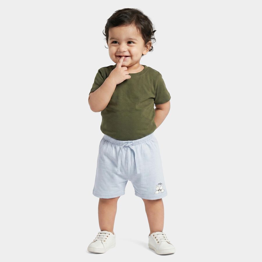 Infants' Light Blue Regular Fit Printed Half Pant, Light Blue, large