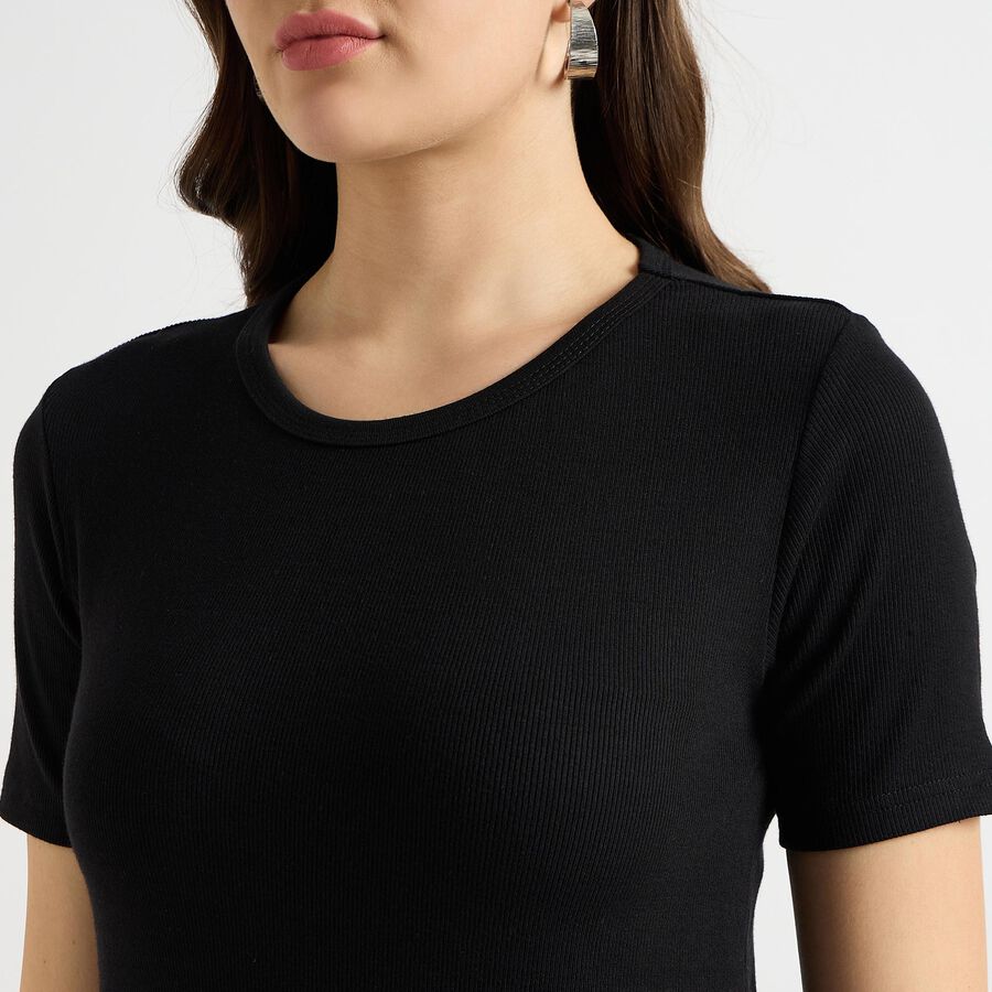 Ladies' Round Neck T-Shirt, Black, large image number null