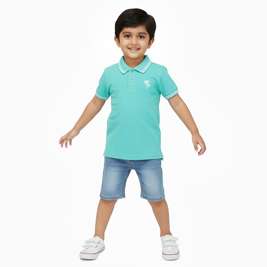 Boys' Half Sleeves T-Shirt, गहरा हरा, large image number null