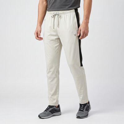 Men's Grey Tapered Fit Side-Striped Track Pants