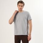 Men's Light Grey Round Neck Casual T-Shirt, मिश्रित मध्यम ग्रे, small