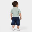 Infants' Light Green Cotton Polo Neck Textured Baba Suit, हल्का हरा, small