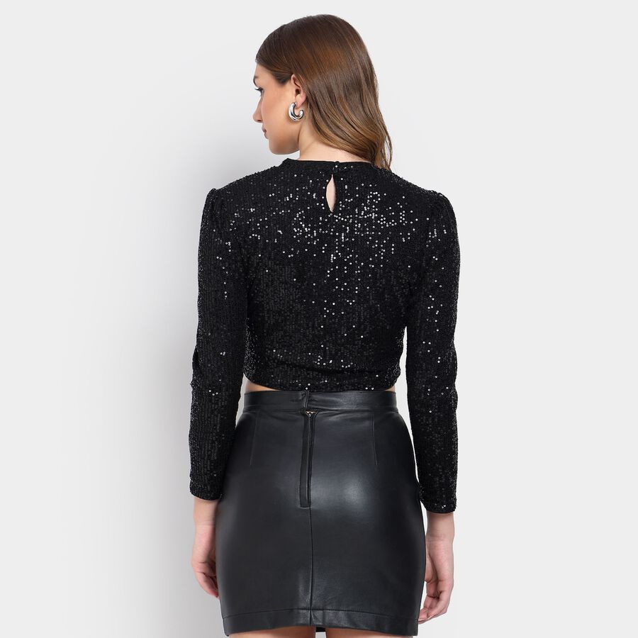 Ladies'  Crop  Top, काला, large image number null
