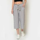 Checks Culottes Fit High Rise Trousers, Black, small image number null