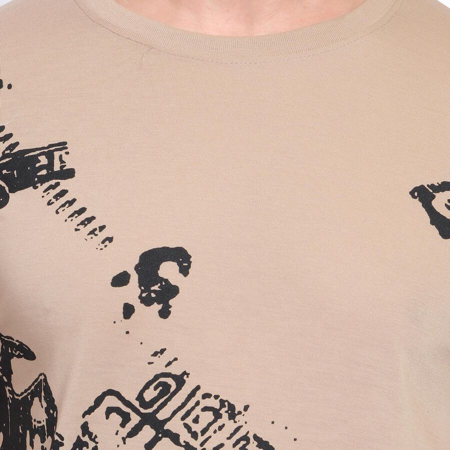 Men's Round Neck Half Sleeves T-Shirt, गहरा पीला, large