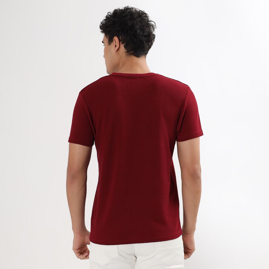 Men's Round Neck Half Sleeves T-Shirt , Maroon, large image number null