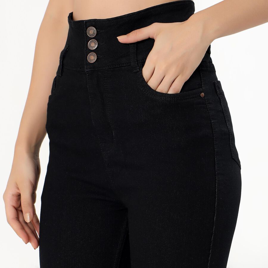 Women's Jet Black High-Rise Skinny Fit Jeans, काला, large