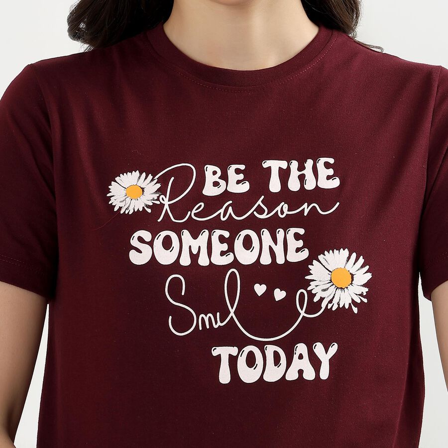 Ladies' Round Neck T-Shirt, Wine, large image number null