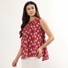 Women's Maroon Cotton Notch Neck Floral Printed Kurti, Maroon, small