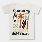 Boys' 100% Cotton Half Sleeves T-Shirt, Off White, small image number null