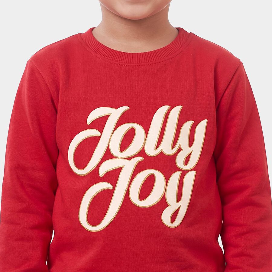 Girls Fuchsia Crew Neck Graphic Print Sweatshirt, Fuchsia, large