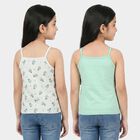 Girls' Mint Green Cotton Straight Neck Sleeveless Vest, Light Green, small