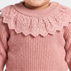 Infants Pink Crew Neck Long Sleeve Pullover, Light Pink, small