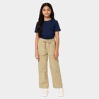 Girls Beige Cargo Fit Utility Jeans, Beige, small