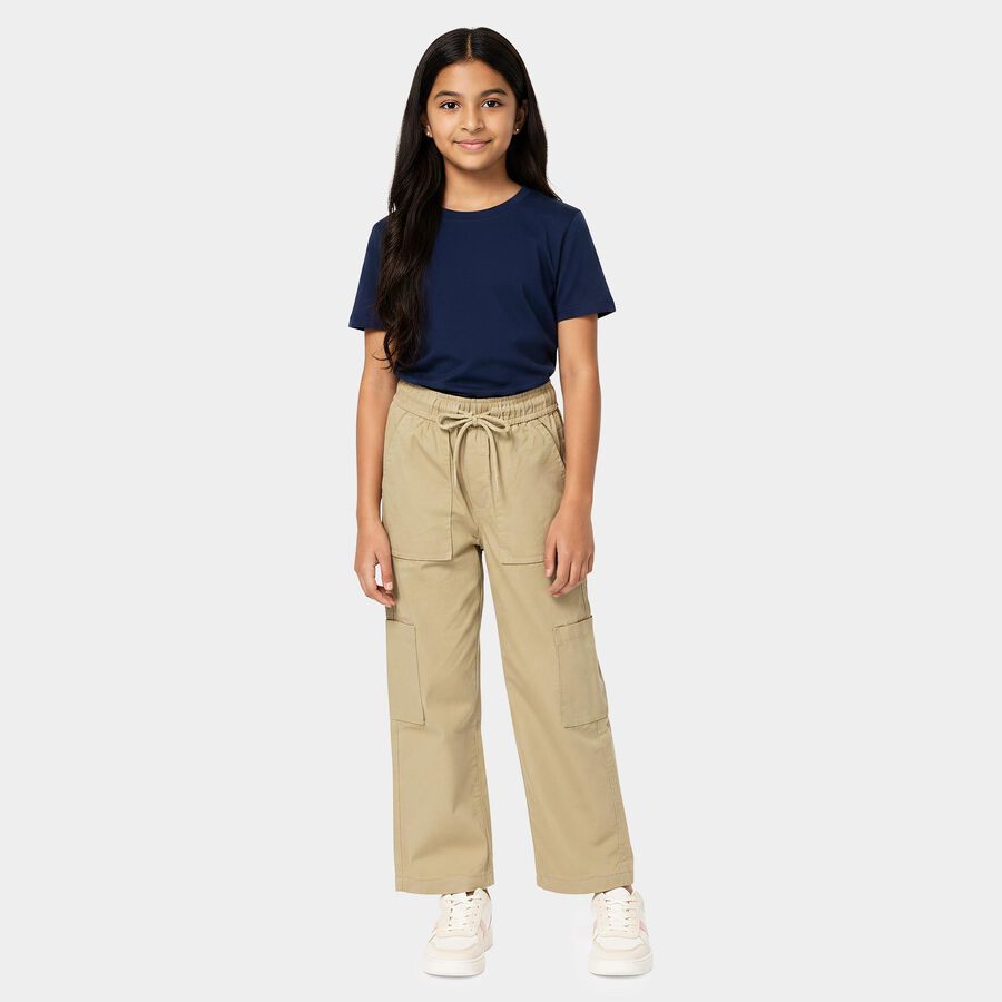 Girls Beige Cargo Fit Utility Jeans, Beige, large