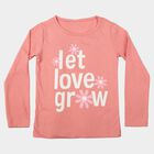 Girls Pink Round Neck Regular Top, हल्का गुलाबी, small