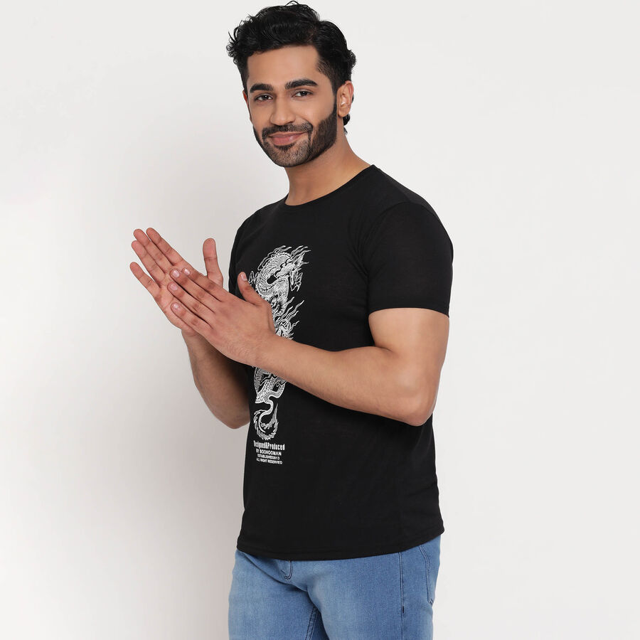 Round Neck T-Shirt, Black, large image number null