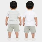 Infants' Mint Green Cotton Round Neck Striped Baba Suit, Light Green, small