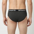 Men's Charcoal Regular Fit Logo Waistband Briefs, चारकोल, small
