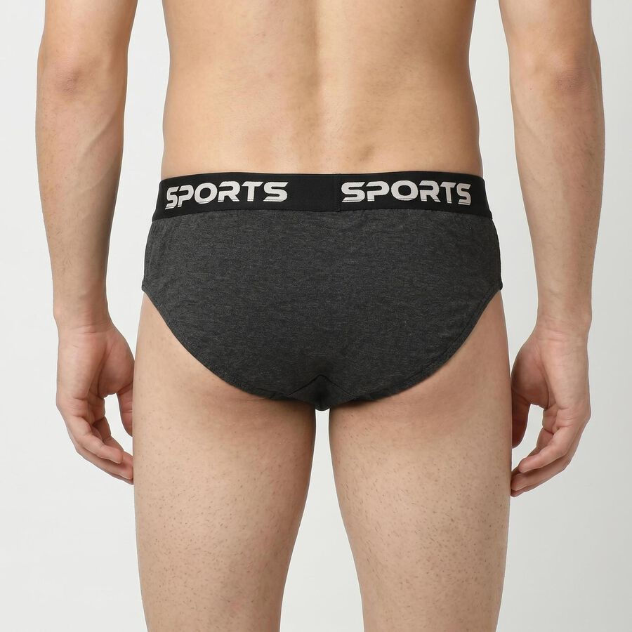 Men's Charcoal Regular Fit Logo Waistband Briefs, चारकोल, large