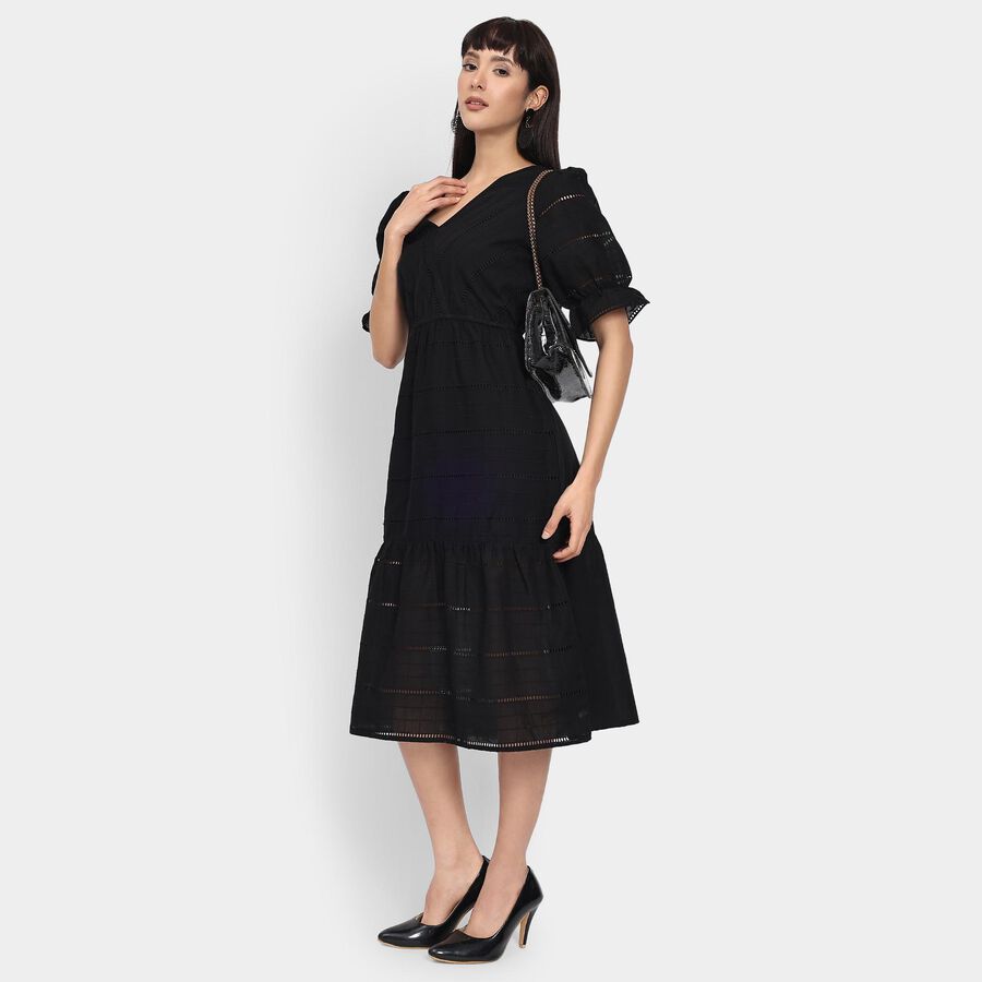 Ladies' 100% Cotton Dress , Black, large image number null