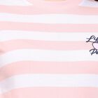 Ladies'  Stripes Round Neck T-Shirt, पीच, small