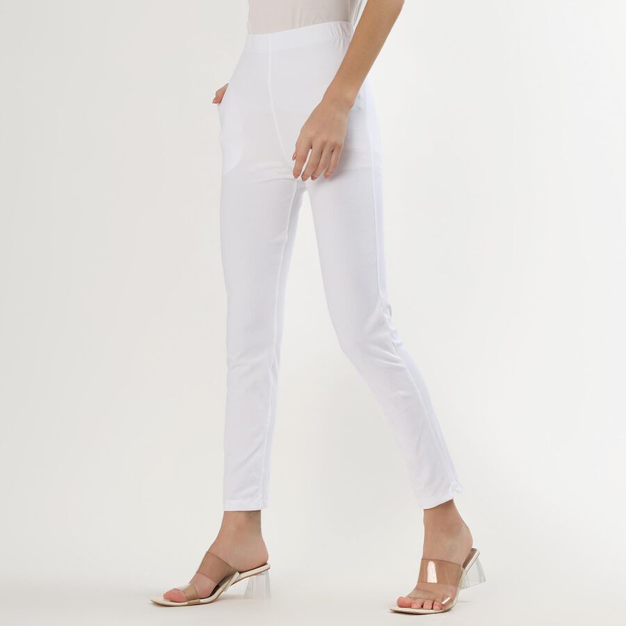 Women's Cotton Blend Comfortable Churidar, White, large