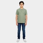 Boys' Sage Green Polo Neck Polo T-Shirt, हल्का हरा, small