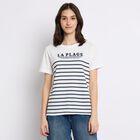 Ladies'  Stripes Round Neck T-Shirt, सफ़ेद, small image number null