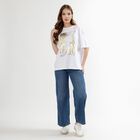 Women's Stonewashed Blue Wide Leg High Waist Jeans, Dark Blue, small image number null