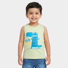 Boys' Mint Green Cotton Blend Round Neck Regular Boys T-Shirt, Light Green, small