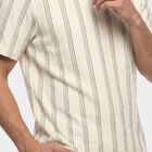 Men's White Round Neck Regular T-Shirt, Off White, small
