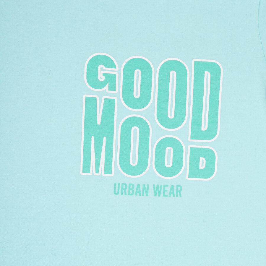 Boys' Light Aqua Blue Round Neck Casual T-Shirt, Aqua, large image number null