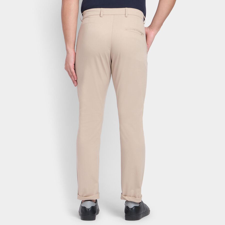 Men's 100% Cotton Slim Fit Casual Trousers , Beige, large image number null