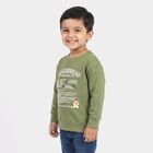 Boys' Olive Green Crew Neck Graphic Print Sweatshirt, Olive, small