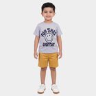 Boys Mid Blue Cotton Round Neck Casual T-Shirt, Mid Blue, small