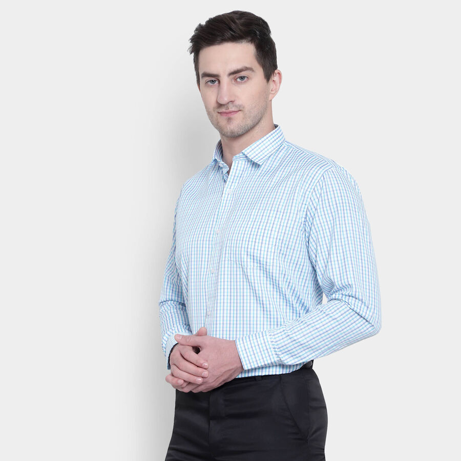 Checks Formal Shirt, Light Green, large image number null